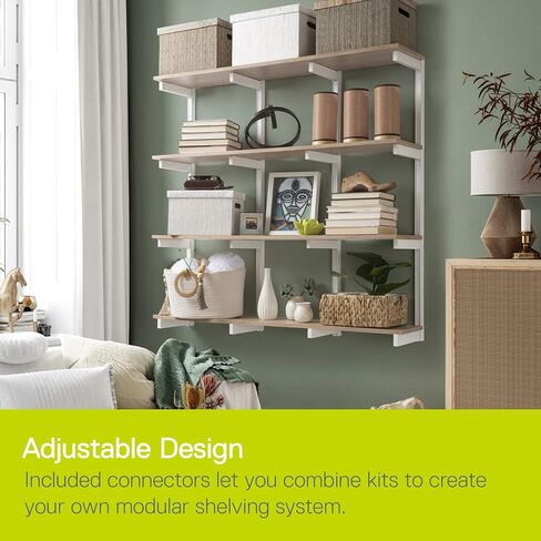 4-Tier Floating Shelves Set, Light Oak - 0.5" x 24" - Premium Wall Shelves for Bedroom, Bathroom, Office, or Kitchen - Clean, Minimalistic Design, Durable Shelf with Bracket for Easy Installation in Saudi Arabia