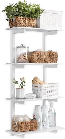 4-Tier Floating Shelves Set, Light Oak - 0.5" x 24" - Premium Wall Shelves for Bedroom, Bathroom, Office, or Kitchen - Clean, Minimalistic Design, Durable Shelf with Bracket for Easy Installation in Saudi Arabia
