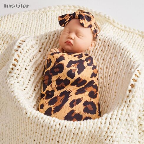 insular Swaddle Blankets Beanie Hat Headband Sets, Newborn Baby Girl Swaddle Sack, Receiving Blankets Infant Baby Gifts, Photo Props Photography, Floral&Bee in Saudi Arabia