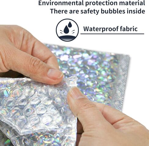 30 PCS 7 x 11 Inch Holographic Mailer,Mailing Envelopes Bubble Padded,Poly Bubble Mailers Padded Envelope Waterproof,Self Sealing Cushion Envelopes for Mailing Packing Shipping (Silver) in Saudi Arabia