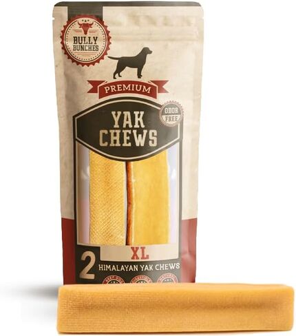 Bully Bunches Extra Large Authentic Yak Cheese Himalayan Chews for Large Dogs & Aggressive Chewers - All Natural Dog Treat Dental Chews, Made with Real Yak Milk - Lactose & Rawhide Free (2 PK) in Saudi Arabia