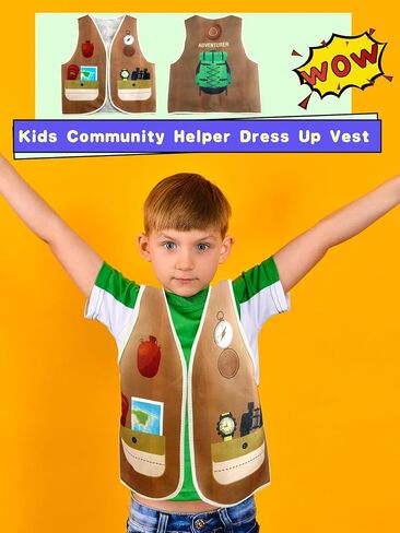 3 Pcs Kids Community Helper Dress Up Vest Police Costumes Vest for Boys Girls Career Day Halloween Cosplay in Saudi Arabia
