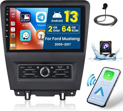 8-Core 4+64G Android 13 Car Stereo Upgrade Radio for Ford Mustang 2009-2017, 10.1'' HD Touch Screen with Wireless CarPlay & Android Auto, AHD Backup Camera, Mirror Link, GPS Navi in Saudi Arabia