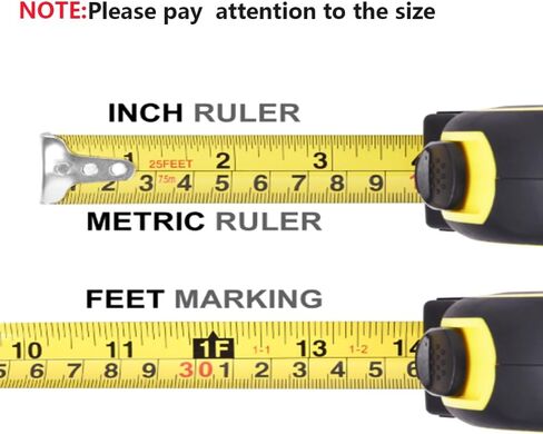 Tape Measure 25 ft,Self-Locking Measuring Tape,Steel Measuring Tape,Self Lock Auto Lock Tape Rule Imperial/Metric Tape Measure for Construction, Carpenter and Electricians (25FT/7.5M) in Saudi Arabia
