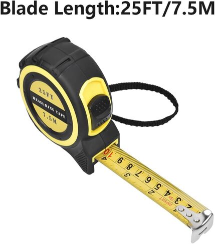 Tape Measure 25 ft,Self-Locking Measuring Tape,Steel Measuring Tape,Self Lock Auto Lock Tape Rule Imperial/Metric Tape Measure for Construction, Carpenter and Electricians (25FT/7.5M) in Saudi Arabia