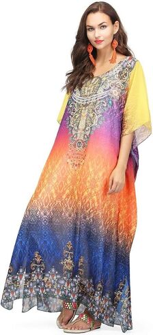 Women's Caftan Dress - Beachwear Coverup Kaftan Casual Long Maxi Lougewear One Size Dresses for Girls & Women in Saudi Arabia