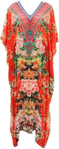 Women's Caftan Dress - Beachwear Coverup Kaftan Casual Long Maxi Lougewear One Size Dresses for Girls & Women in Saudi Arabia