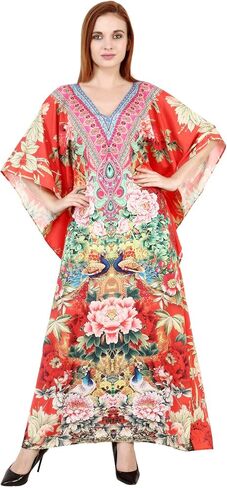 Women's Caftan Dress - Beachwear Coverup Kaftan Casual Long Maxi Lougewear One Size Dresses for Girls & Women in Saudi Arabia