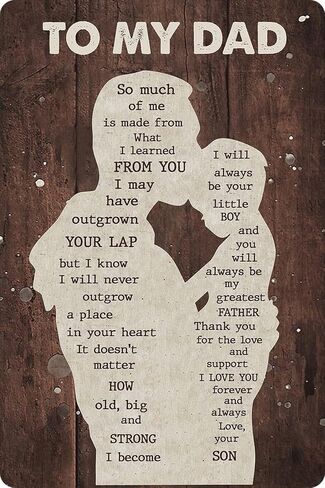 Father's Day to My Dad Tin Sign I Know It's Not Easy for a Man to Raise a Child Poster Gift for Dad from Daughter Birthday Gift for Dad Wall Art Metal Sign Plaque Bedroom Retro Wall Decor 8x12 Inch in Kuwait