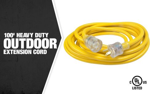 Woods 26888802 2688SW0002 50ft SJTW 10/3 Outdoor Ext Cord W/Lighted End, 50 Feet, Yellow, Foot in Kuwait