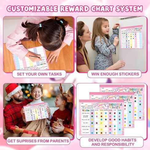 Magnetic Reward Chart for Kids at Home, Behavior Chart Pad with 26 Chore Charts, 1680 Star Stickers, 84 Motivational Stickers to Develop Responsibility & Good Habits (Unicorn) in Saudi Arabia