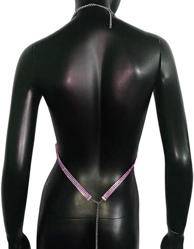 JUMISEE Women Shiny Rhinestone Backless Crop Top Sexy Cowl Neck Chain Tank Tops Cami for Party Night Club Outfit in Kuwait