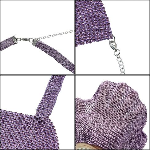 JUMISEE Women Shiny Rhinestone Backless Crop Top Sexy Cowl Neck Chain Tank Tops Cami for Party Night Club Outfit in Kuwait