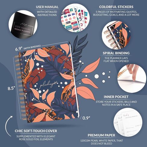 PLANBERRY Weekly Planner Premium – Undated Life Organizer & Budget Planner – Time Management, Goal Setting, To-Do List, Work-Life Balance & Habit Tracker – 6.9″ x 8.5″ (Ocean Depths) in Saudi Arabia