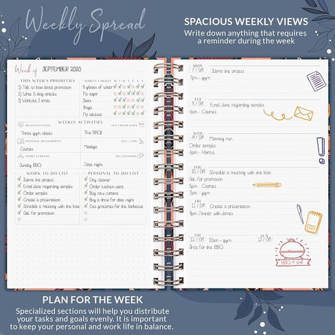 PLANBERRY Weekly Planner Premium – Undated Life Organizer & Budget Planner – Time Management, Goal Setting, To-Do List, Work-Life Balance & Habit Tracker – 6.9″ x 8.5″ (Ocean Depths) in Saudi Arabia