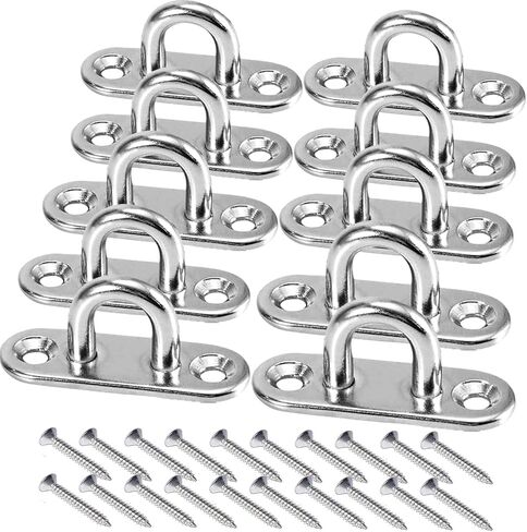 Stainless Steel Ceiling Hook M5 Suspension Ceiling Wall Mount U Hook 1.8 inch Pad Eye Plate Marine Hardware Staple Hook Loop Screws Mount - 10 Pack in Saudi Arabia