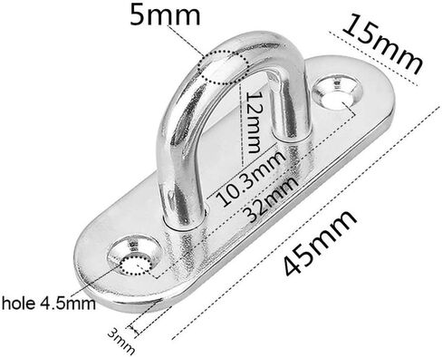 Stainless Steel Ceiling Hook M5 Suspension Ceiling Wall Mount U Hook 1.8 inch Pad Eye Plate Marine Hardware Staple Hook Loop Screws Mount - 10 Pack in Saudi Arabia