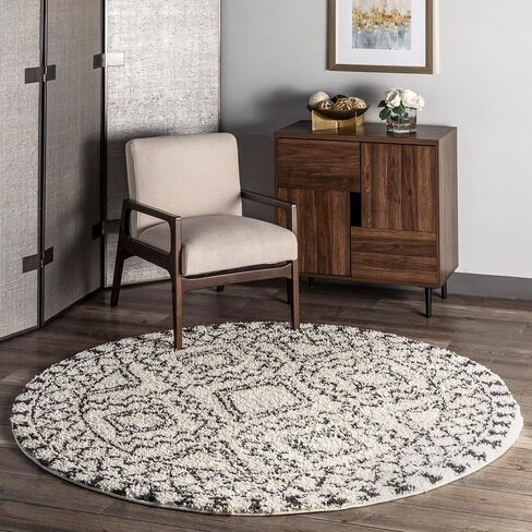 nuLOOM Lacey Moroccan Geometric Shag Area Rug, 5x8, Off-white in Saudi Arabia