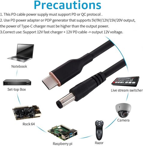 DSD TECH MagicConn USB Type C PD إلى DC كابل الطاقة - 12 فولت in Kuwait