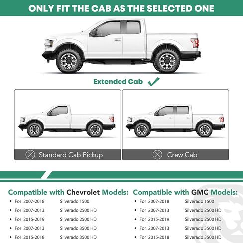 YHTAUTO 4 Inch Running Boards Side Step Bars Fit for 2007-2019 Chevy Silverado & GMC Sierra 1500/2500 HD/3500 HD - Crew Cab, Carbon Steel Black Powder Oval Straight Truck Step Rails, Set of 2 in Saudi Arabia