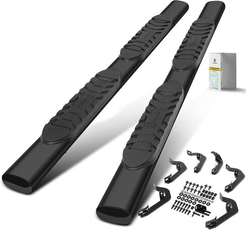 YHTAUTO 4 Inch Running Boards Side Step Bars Fit for 2007-2019 Chevy Silverado & GMC Sierra 1500/2500 HD/3500 HD - Crew Cab, Carbon Steel Black Powder Oval Straight Truck Step Rails, Set of 2 in Saudi Arabia