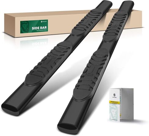 YHTAUTO 4 Inch Running Boards Side Step Bars Fit for 2007-2019 Chevy Silverado & GMC Sierra 1500/2500 HD/3500 HD - Crew Cab, Carbon Steel Black Powder Oval Straight Truck Step Rails, Set of 2 in Saudi Arabia