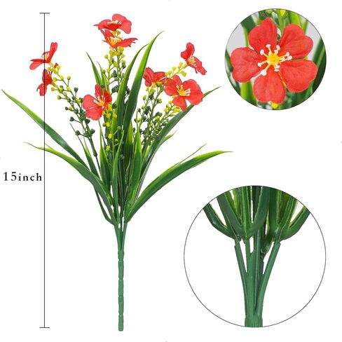 8 حزم من الزهور الاصطناعية الخارجية المقاومة للأشعة فوق البنفسجية من البلاستيك والشجيرات الخضراء المزيفة ونباتات صناعية لحديقة الفناء ونافذة معلقة للديكور الخارجي (أزرق) in Kuwait