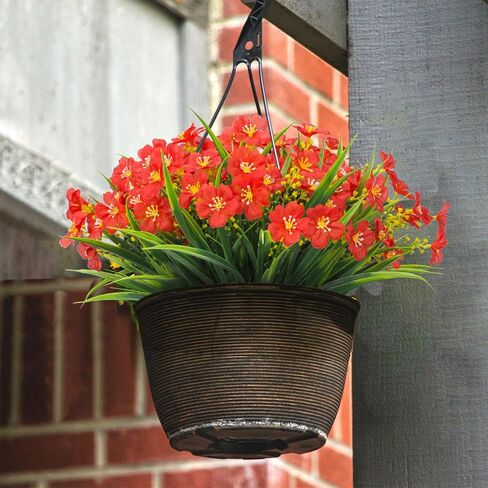 8 حزم من الزهور الاصطناعية الخارجية المقاومة للأشعة فوق البنفسجية من البلاستيك والشجيرات الخضراء المزيفة ونباتات صناعية لحديقة الفناء ونافذة معلقة للديكور الخارجي (أزرق) in Kuwait