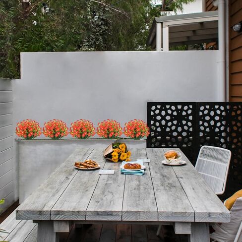 8 حزم من الزهور الاصطناعية الخارجية المقاومة للأشعة فوق البنفسجية من البلاستيك والشجيرات الخضراء المزيفة ونباتات صناعية لحديقة الفناء ونافذة معلقة للديكور الخارجي (أزرق) in Kuwait