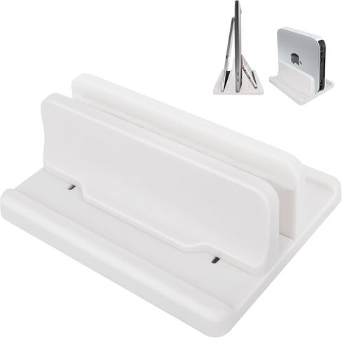 Vertical Laptop Stand Laptop Holder ABS 1 Slot Easy to Assemble and Adjust Maximize on Desktop Space Durable and Stable with 5 Rubber Pads (White) in Saudi Arabia