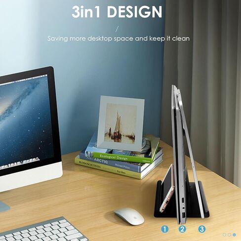 Vertical Laptop Stand Laptop Holder ABS 1 Slot Easy to Assemble and Adjust Maximize on Desktop Space Durable and Stable with 5 Rubber Pads (White) in Saudi Arabia