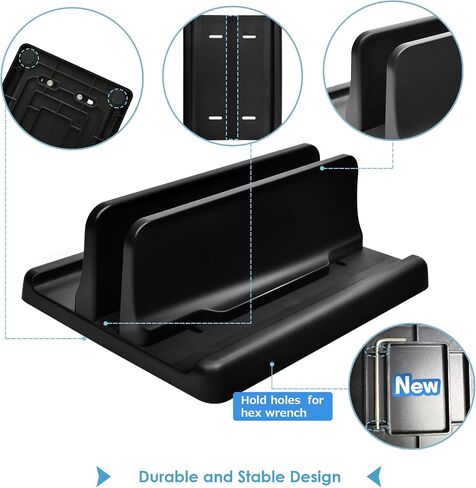 Vertical Laptop Stand Laptop Holder ABS 1 Slot Easy to Assemble and Adjust Maximize on Desktop Space Durable and Stable with 5 Rubber Pads (White) in Saudi Arabia