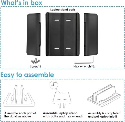 Vertical Laptop Stand Laptop Holder ABS 1 Slot Easy to Assemble and Adjust Maximize on Desktop Space Durable and Stable with 5 Rubber Pads (White) in Saudi Arabia