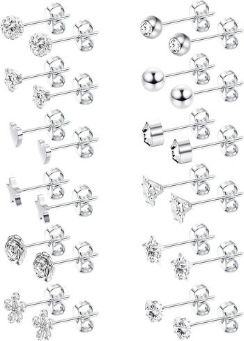 LOYALLOOK 12 زوجًا من الأقراط للنساء مجموعة أقراط أنيقة من الفولاذ الجراحي الصغيرة تشيكوسلوفاكيا زهرة القلب نجمة الكرة الزنمة الغضروف أقراط للنساء in Kuwait