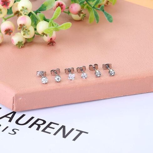 LOYALLOOK 12 زوجًا من الأقراط للنساء مجموعة أقراط أنيقة من الفولاذ الجراحي الصغيرة تشيكوسلوفاكيا زهرة القلب نجمة الكرة الزنمة الغضروف أقراط للنساء in Kuwait