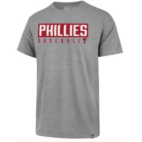 MLB Men's Dub Major Super Rival Team Color Primary Logo Word Mark T-Shirt (Philadelphia Phillies Gray, Small)