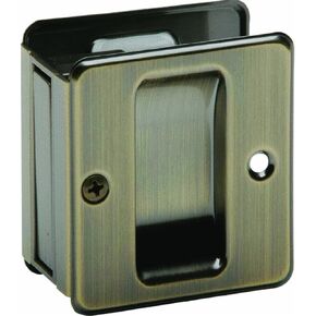 Schlage 990 1-3/4-Inch x 2-1/4-Inch Sliding Pocket Door Pull Sliding, Antique Brass