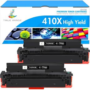 TRUE IMAGE Compatible Toner Cartridge Replacement for HP 410X 410A CF410X CF410A 410A Black for HP Color Pro MFP M477fnw M477fdw M452dn M452nw M477fdn M452dw Printer Ink (2-Pack)