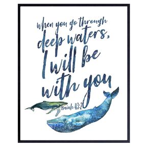 Isaiah 41 10 - Blue Whale Wall Decor - Christian Wall Decor - Religious Wall Art - Catholic Gifts - Bible Verse Wall Decor - Scripture Wall Decor - God Wall Art - Spiritual Gifts - Inspirational Decor