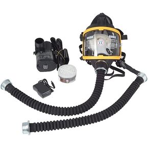 Electric Constant Flow Supplied Air Fed 2 Gear Adjustable Full Face Gas Mask Respirator System