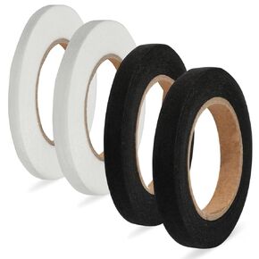4 Rolls 265 Yards Iron on Hem Tape, No Sew Hem Tape Fabric Fusing Tape Adhesive Web Hem Tape for Hemming Broken Pants Jeans Skirts Clothes (Black, White)