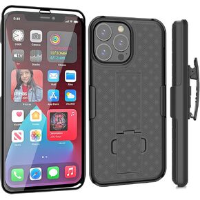 Ailiber Compatible with iPhone 13 Pro Case, iPhone 13 Pro Holster with Screen Protector, Swivel Belt Clip, Kickstand Holder, Slim Shockproof Shell Slide Pouch Phone Case for iPhone 13 Pro 6.1 in-Black