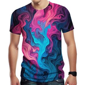 Colorful T-Shirts for Men 3D Neon Abstract Tee Adult Summer Casual Shirts