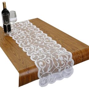 rockcloud Lace Table Cloth Runner for Wedding Banquet Decorations, Christmas Party Table Decor, Red, 13 x 70 Inch