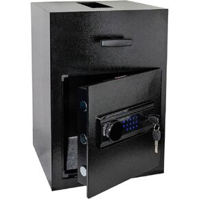 2.5 Cub Security Business Safe and Lock Box with Digital Touch Screen Keypad and Sensitive Alarm System, Mute Entry System, Drop Slot Safes with Top Load Drop Box for Money and Mail, Business