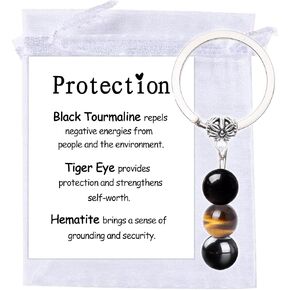 New Beginnings Healing Gemstone Keychain,Protection keychain, Crystal Keychain Gift with Card, Protection Healing Stone Key Chain for Women and Men