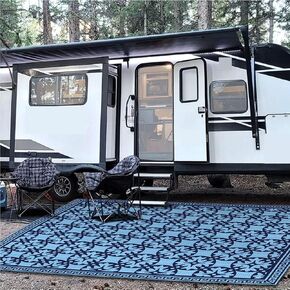 TIPHOPE RV Outdoor Rugs,Waterproof 9x6 FT Outdoor Camping Rugs Foldable Camper Rugs with Carrying Bag Large Floor Rug for Outdoor Camping,Beach,Picnic,Lightweight