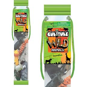 Wild Animals from Deluxebase. 11 Piece Small Safari Animal Figurines and Play Accessories Collection. Reusable Plastic Storage Tube of Wild Animal Toys Mini replicas.