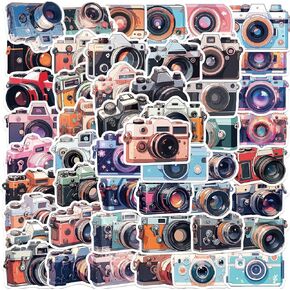 50 PCS Camera Stickers Cute Sticker for Journaling Laptop Scrapbook Water Bottles Guitar Suitcase Phone Snowboard Waterproof Vinyl Gifts for Women Girl Kids Adult Teens