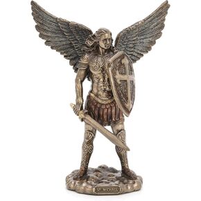 Veronese Design 7 3/4" Archangel Saint Michael Sword and Shield Resin Sculpture Cast Bronze Finish